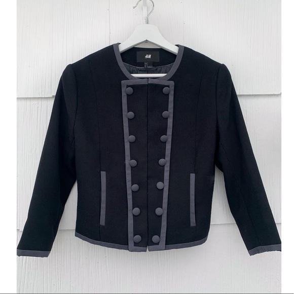 H&M Short Military Style Blazer Size 8 Black - Picture 7 of 7